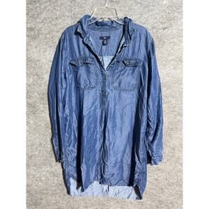 Gap Dress Womens M Denim Popover Lyocell Long Sleeve Blue